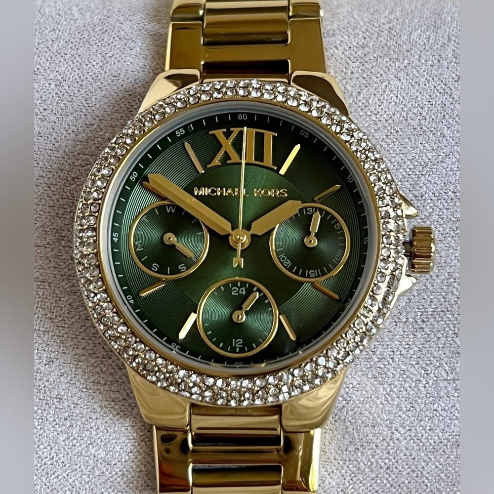 MK6981- Michael Kors Women’s Camille Quartz Gold-Tone Green Dial Watch